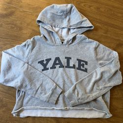 YALE by Cactus + Pearl Gray Hooded 100% Cotton Sweatshirt Top Junior size L