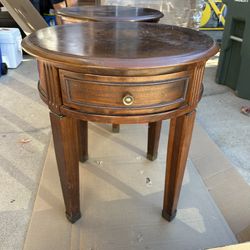 2 Beautiful Round End Tables Ready for a New Stain Or Paint