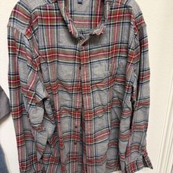 Croft & Borrow Men’s Flannel Button Up Shirt, Size 2XL Tall 