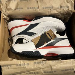 Diadora Finale Tennis Shoes - White/Navy/Red
