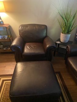 Leather chair and foot rest
