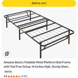 Twin bed folding metal frame