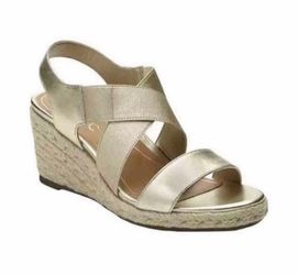 NEW Vionic Champagne Espadrille Wedge Sandals Size 9.5