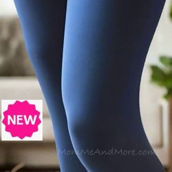  NEW Womens Navy Blue Leggings Soft As Lularoe OS/TC/TC2 