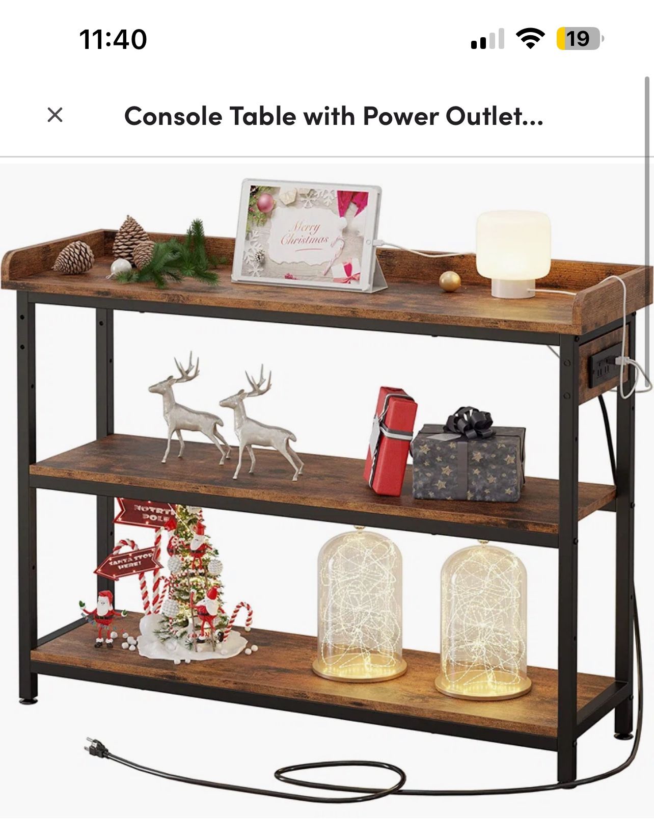 Console Table With power Outlet
