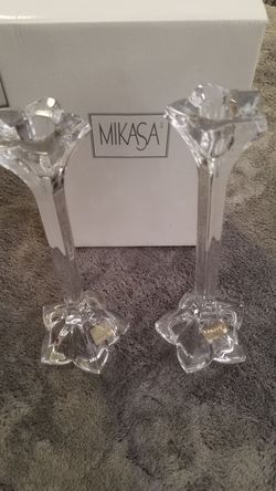 9 1/4 inch Mikasa crystal candleholders.
