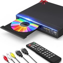 DVD Player, HDMI Region Free DVD Players for Smart TV, 1080P Upscaling, USB Input, HDMI/RCA Output Cable Included, Breakpoint Memory, Built-in PAL/NTS