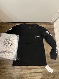 Chrome Hearts Black Long Sleeve Tee with White Logo Accents