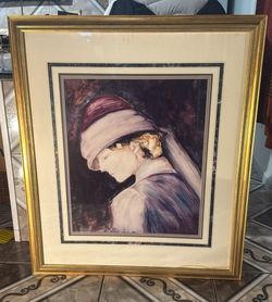 "Portrait of a woman with a hat". 33x40