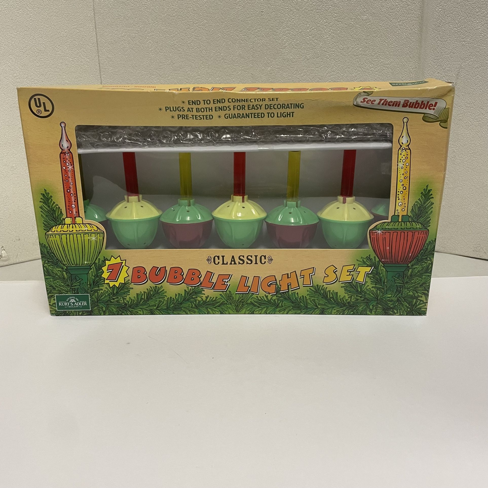 Kurt Adler Indoor/Outdoor Classic 7 Bubble String Christmas Light Set - New