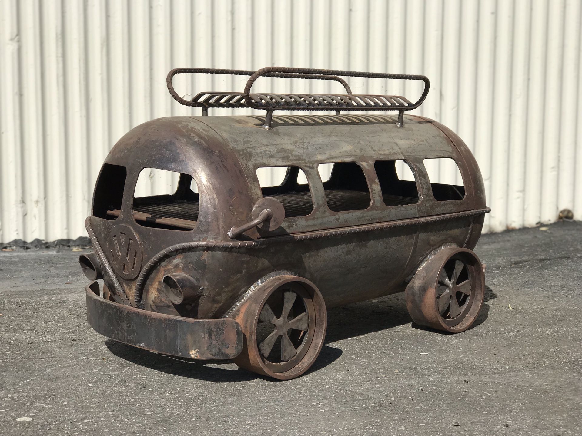 VW Bus Fire Pit BBQ Metal sculpture Porsche