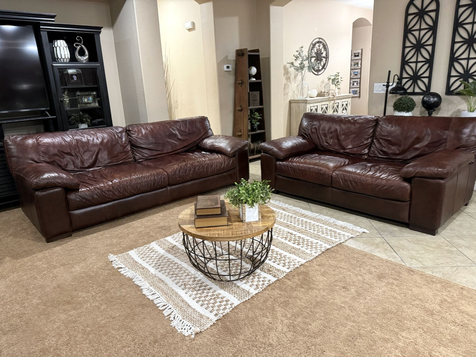 Italian Leather Couch and Loveseat