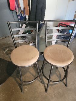 Mainstays Indoor Adjustable Swivel Barstool, Gray Microfiber Cushion ($50 For Both)