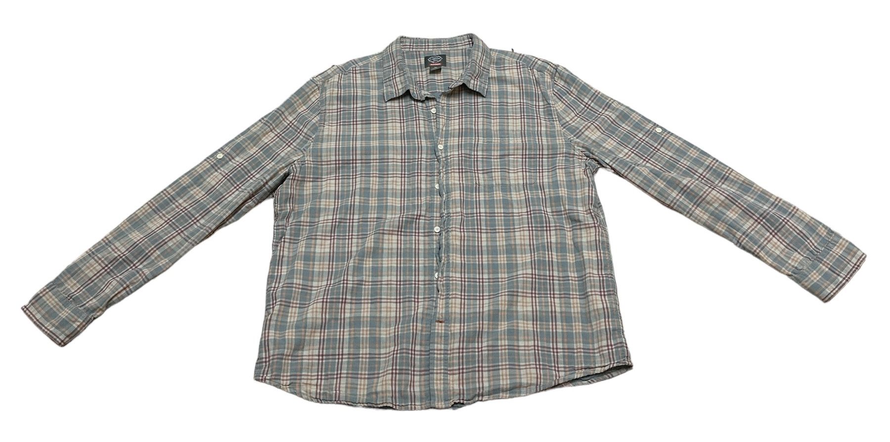 St. John’s Bay Men’s Button Up XXL Brown Plaid Outdoor Shirt Long Sleeve Casual