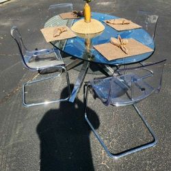Glass DiningTable W/ 4 Matching Chairs
