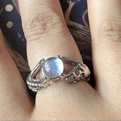 925 Silver Plated Moonstone Ring Size 10