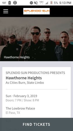 2 tickets to Hawthorne heights, as cities burn