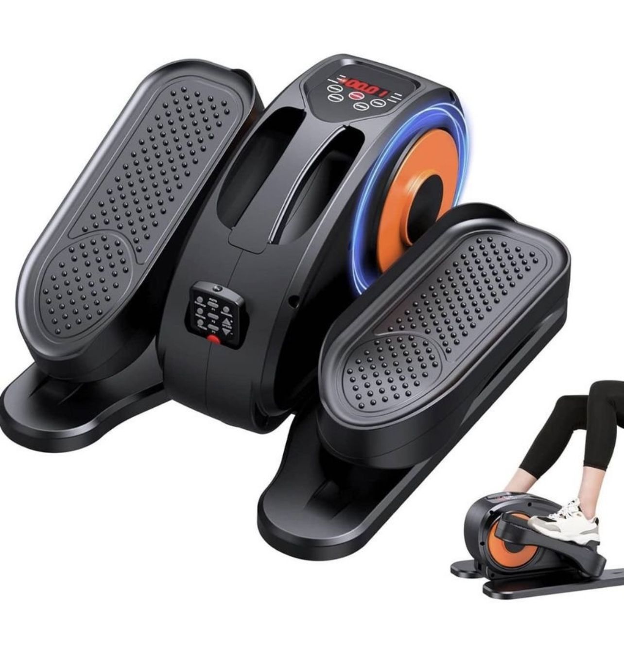 Under Desk Elliptical Machine Mini Electric Desk Cycle with Remote Control 5 Gears Adjustable Pedal Resistance and Durable Non Slip Panel