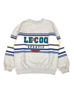 Vintage Le Coq Sportif Sweatshirt Mens Large L Gray Appliqué Crewneck Pullover