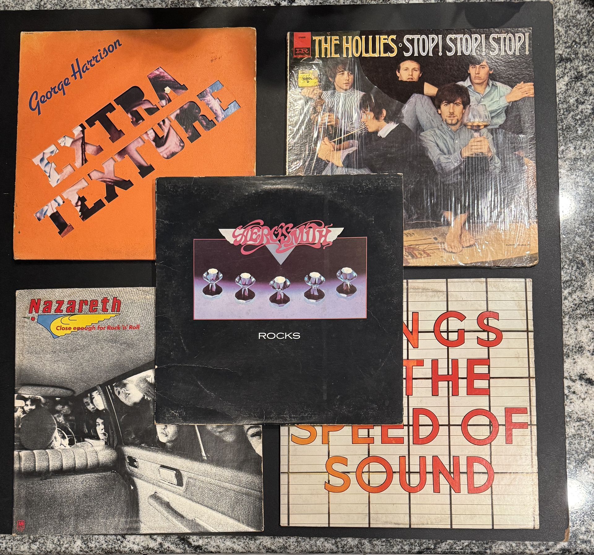 Vinyl records 5 LP lot: includes Nazareth, Wings, George Harrison, etc.   Extra Texture by Harrison, George (Apple, 1975)  WINGS-WINGS AT THE SPEED OF