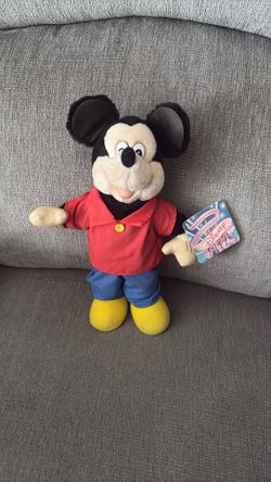 Vintage Applause Mickey Mouse Plush 11” Disney 1980s Original Clothes & Hang Tag – Very Good Condition