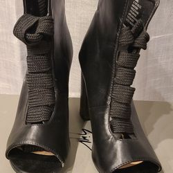 Women's Peep Toe Leather Booties