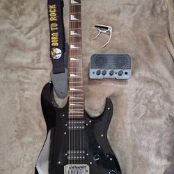 Black Ibanez GRX20 Electric Guitar + Mini Amp Bundle