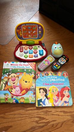 Lots of Kids Developmental Toys and Books Vtech Numbers&Animals Sounds Toy and Remotes Disney Baby Whitney the Pooh and Princess Books