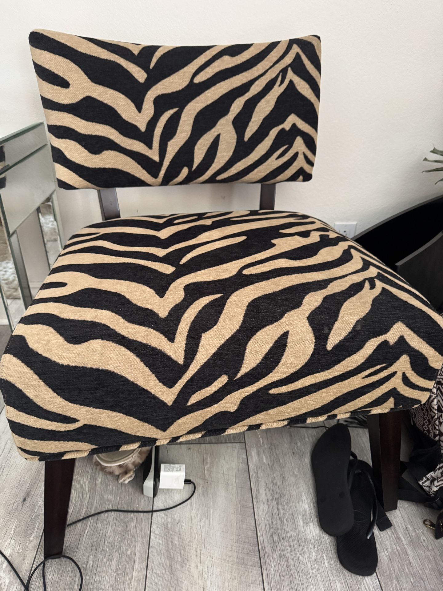Moving Sale! Modern Zebra Print Accent Chair / “Slipper Chair”