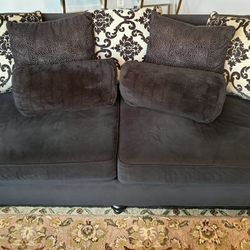 Living Room Set
 Elegant Black Velvet Sofa + Matching Chair & Ottoman
