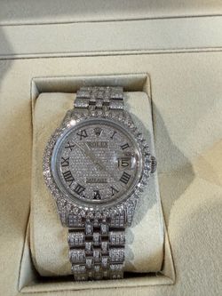 Rolex Datejust iced out bust down diamond watch