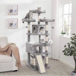 64.5inches Cat Tree Multi-Level Cat Tower for Indoor Cats with Scratching Posts, Board, Cozy Plush Perches Cat Condo for Large Cats Play House
