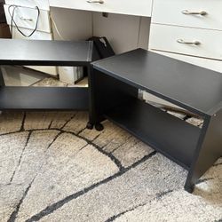 Two Wooden Rolling Storage Carts