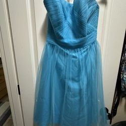 David's Bridal Turquoise Strapless Gown
