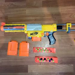 Nerf Recon CS-6 orange N-Strike Blaster Dart Gun Rifle w/ Stock & 3 Clips, Darts