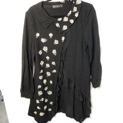 Size XL black floral knit dress