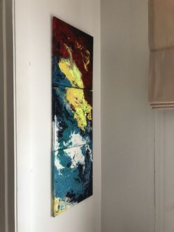 Original Art Decoration Picture Exclusive Painting 36”x12” trio