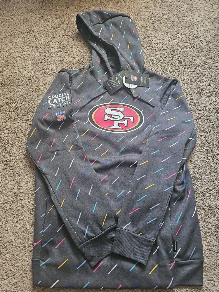 New Nike On Field Crucial Catch Intercept Cancer San Francisco 49ers Hoodie Men's Medium