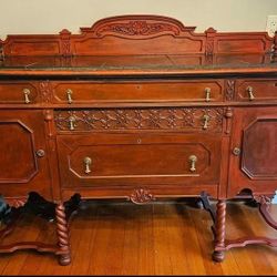 Antique Buffet Sideboard with Granite Top