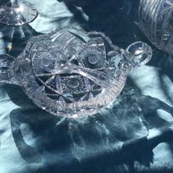 Crystal Candy/Nut Bowl With Chrystal Spoon