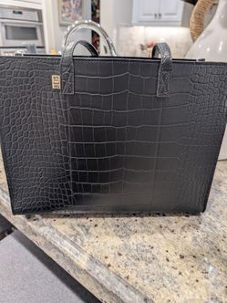 BÉIS Black Croc-Embossed Tote Bag