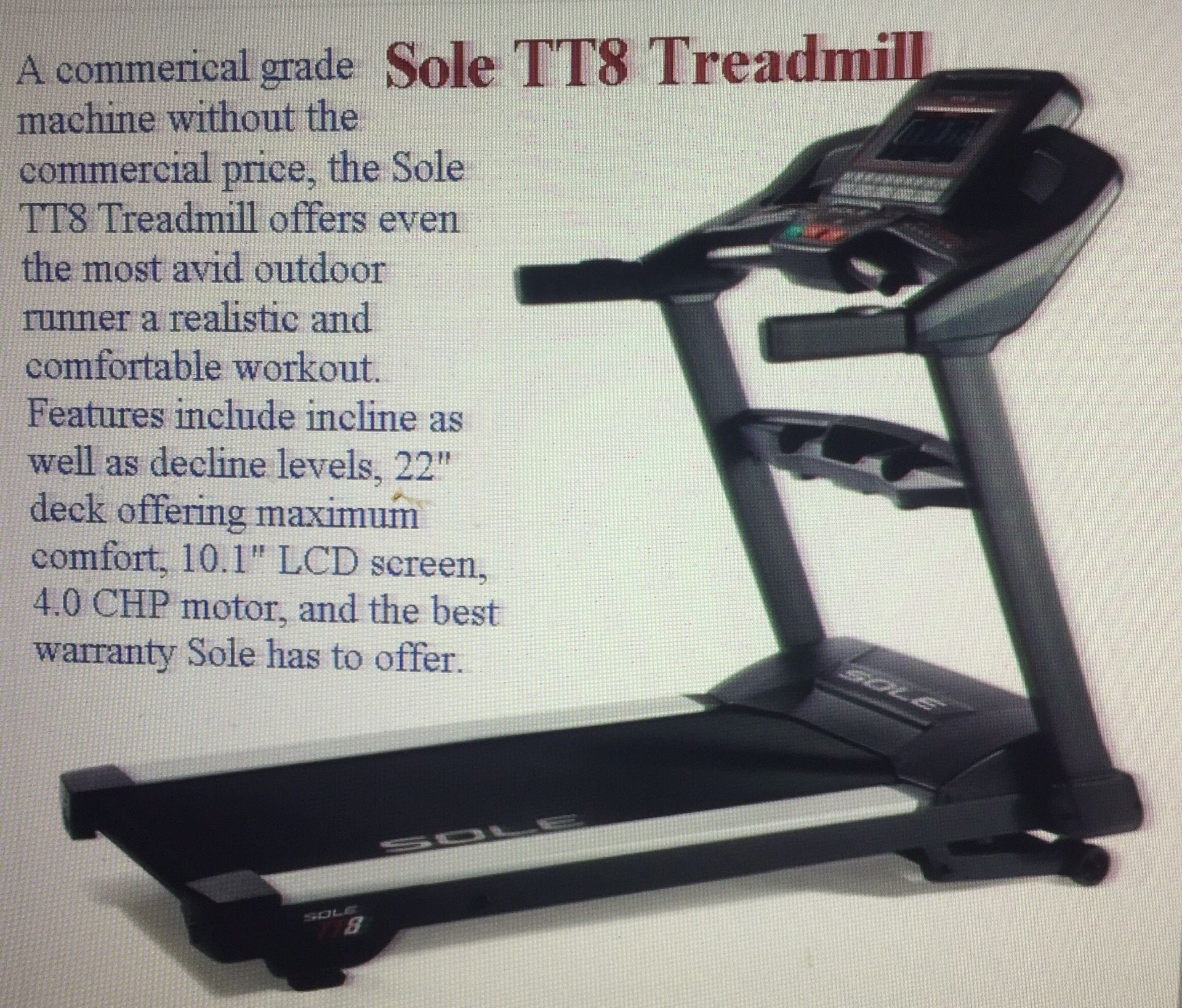 New in the box Sole TT8 treadmill