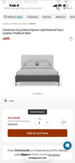 Crestview Grey Wood Queen Upholstered Faux Leather Platform Bed