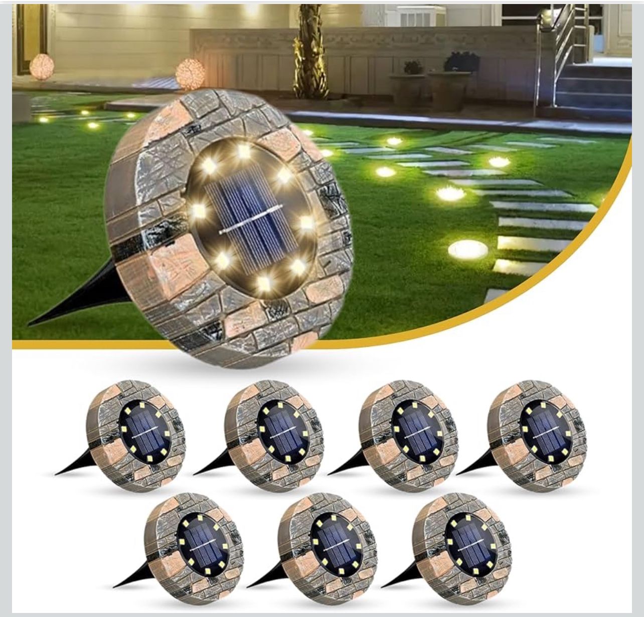 Solar Ground Lights Outdoor Decor 8 Pack
