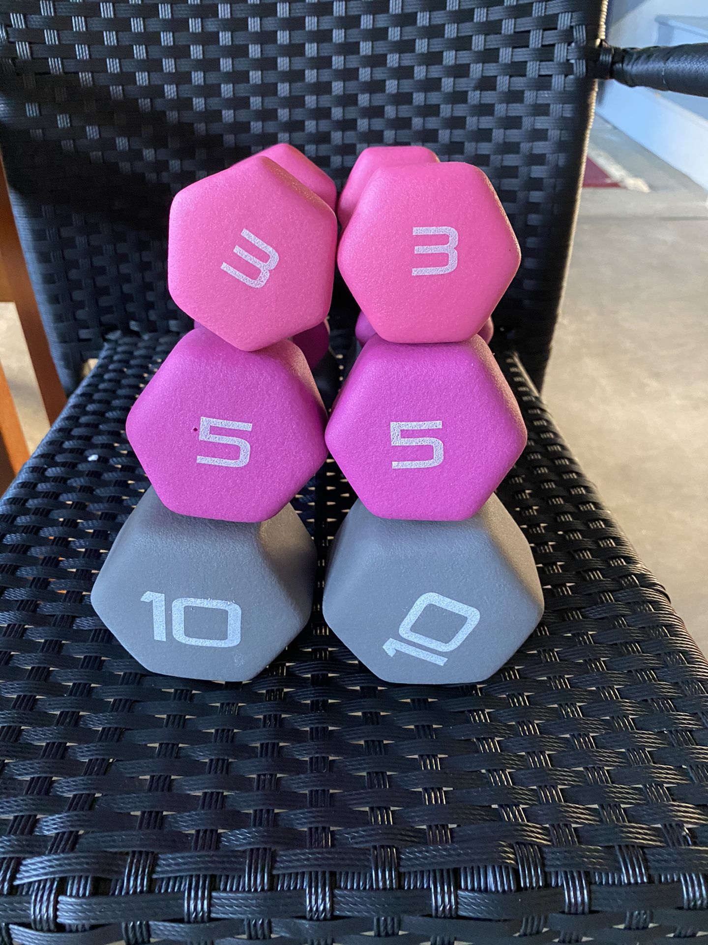 CAP Rubber Dumbbells Set of 3lbs, 5lbs, and 10lbs