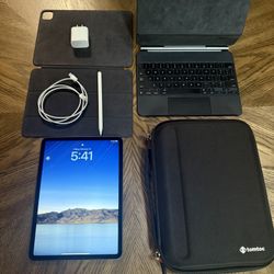 iPad Pro, Apple Pencil, Apple Magic Keyboard, Apple Smart Folio, & Apple Power Adapter + USB-C Cord