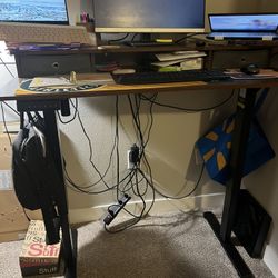 Desk With Adjustable Height - Rustic Brown