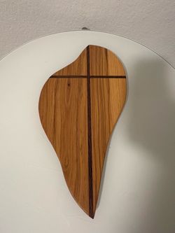 Cross Handcrafted Hickory Wood Plaque