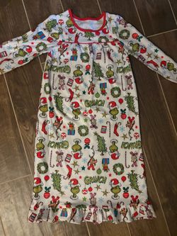 Dr. Seuss The Grinch toddler girls' holiday granny-style long-sleeve nightgown Sz.6