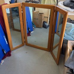 Vintage Wood Mirror 1970